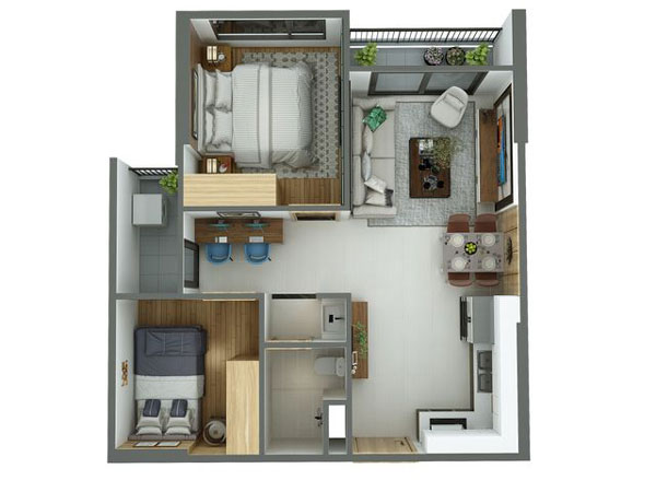 Thiết kế chung cư 2 phòng ngủ HOÀN HẢO đến từng milimet 7